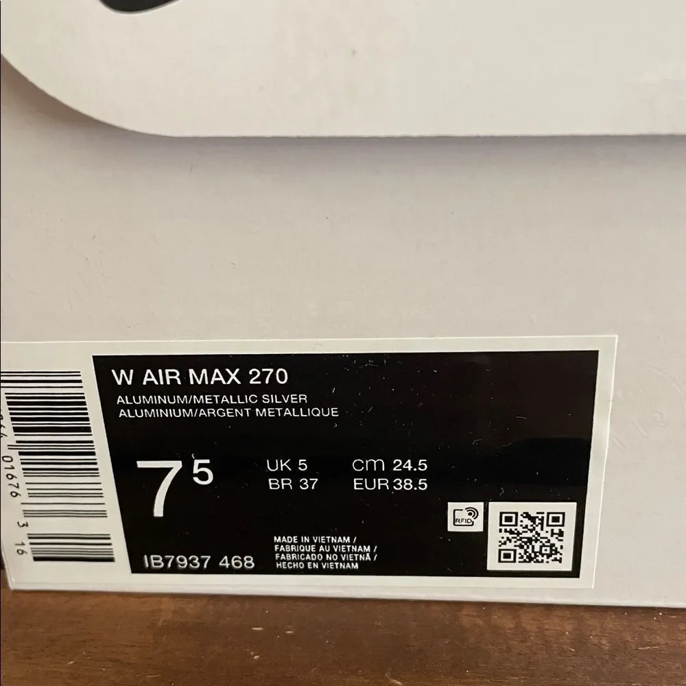 Nike Air Max 270 Aluminum/Metallic Silver US Women 7.5/UK 5/EU 38.5(IB7937-468)